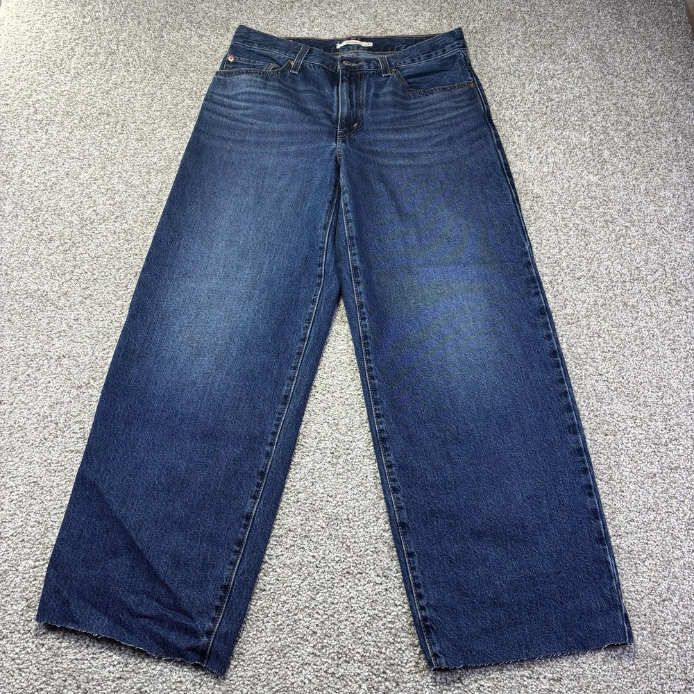 Levis Premium Baggy Dad Jeans Womens 31x28 Medium Wash Wide Leg High Rise Denim